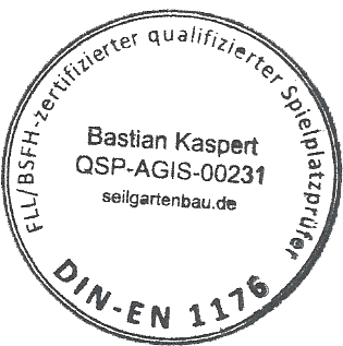 Qualitätssiegel qualifizierter Spielplatzprüfer DIN EN 1176